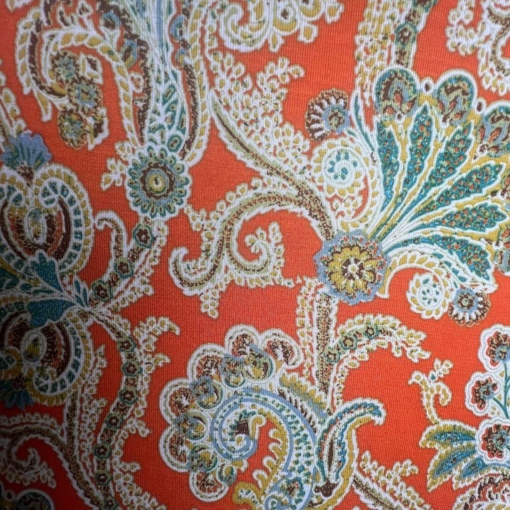 Boho Paisley Blouse 2X Orange Flowy Tunic Cutout Sleeve Resort Top - Picture 8 of 11